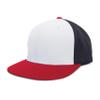 Pacific Headwear Perforated F3 Performance Flexfit Cap, White/Navy/Red, L/XL view 1