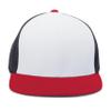 Pacific Headwear Perforated F3 Performance Flexfit Cap, White/Navy/Red, L/XL view 2