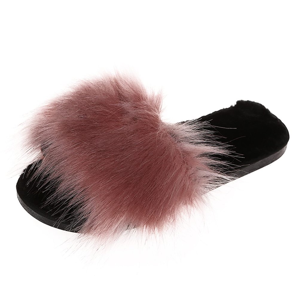 AnFeng Women Flat Slippers Sandals Slip on House Shoes Summer Beach Shoes Comfy Fuzzy Non-Slip Slippers (Pink, 7)