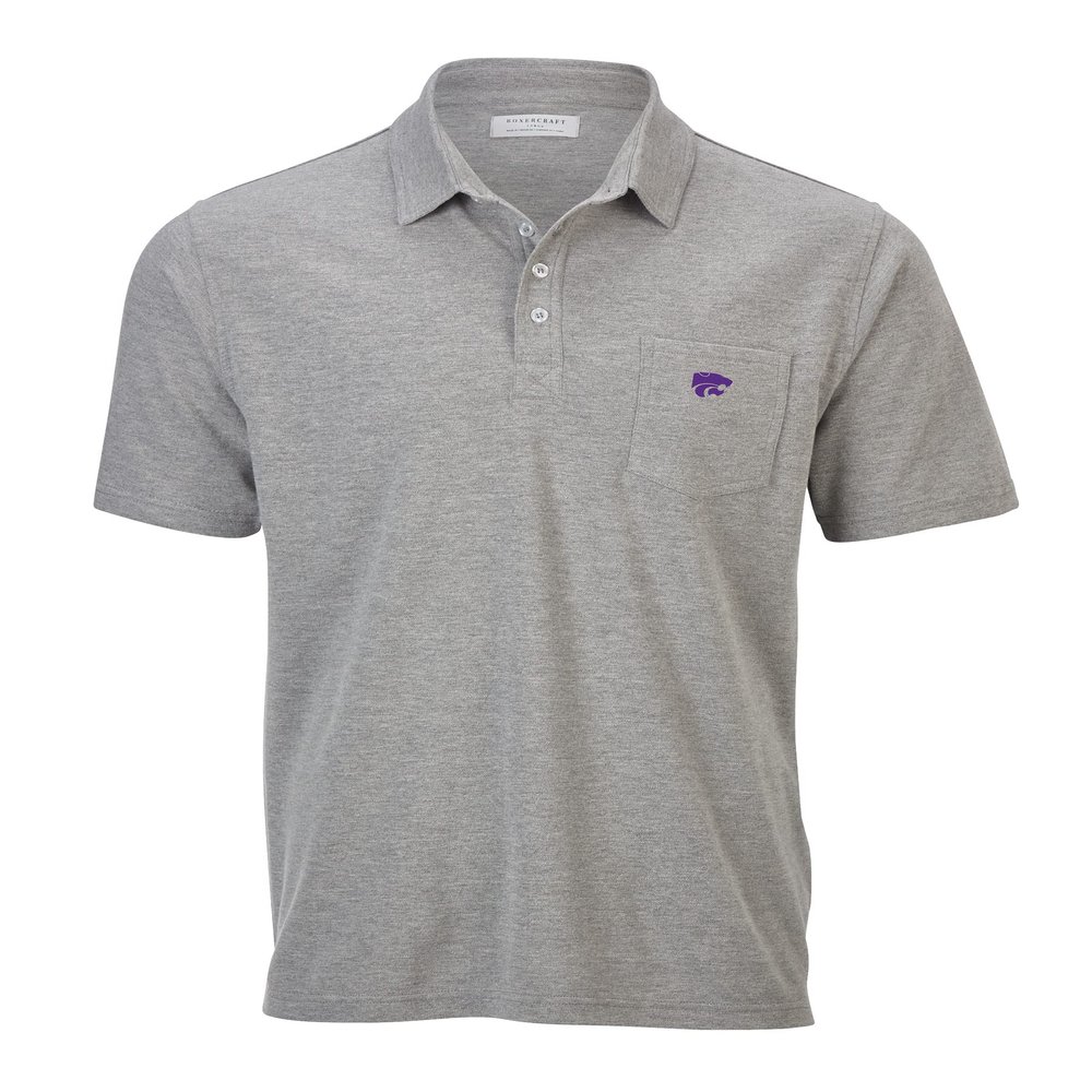 Boxercraft Men's Kansas State University Wildcats Pique Polo, Oxford Heather, L