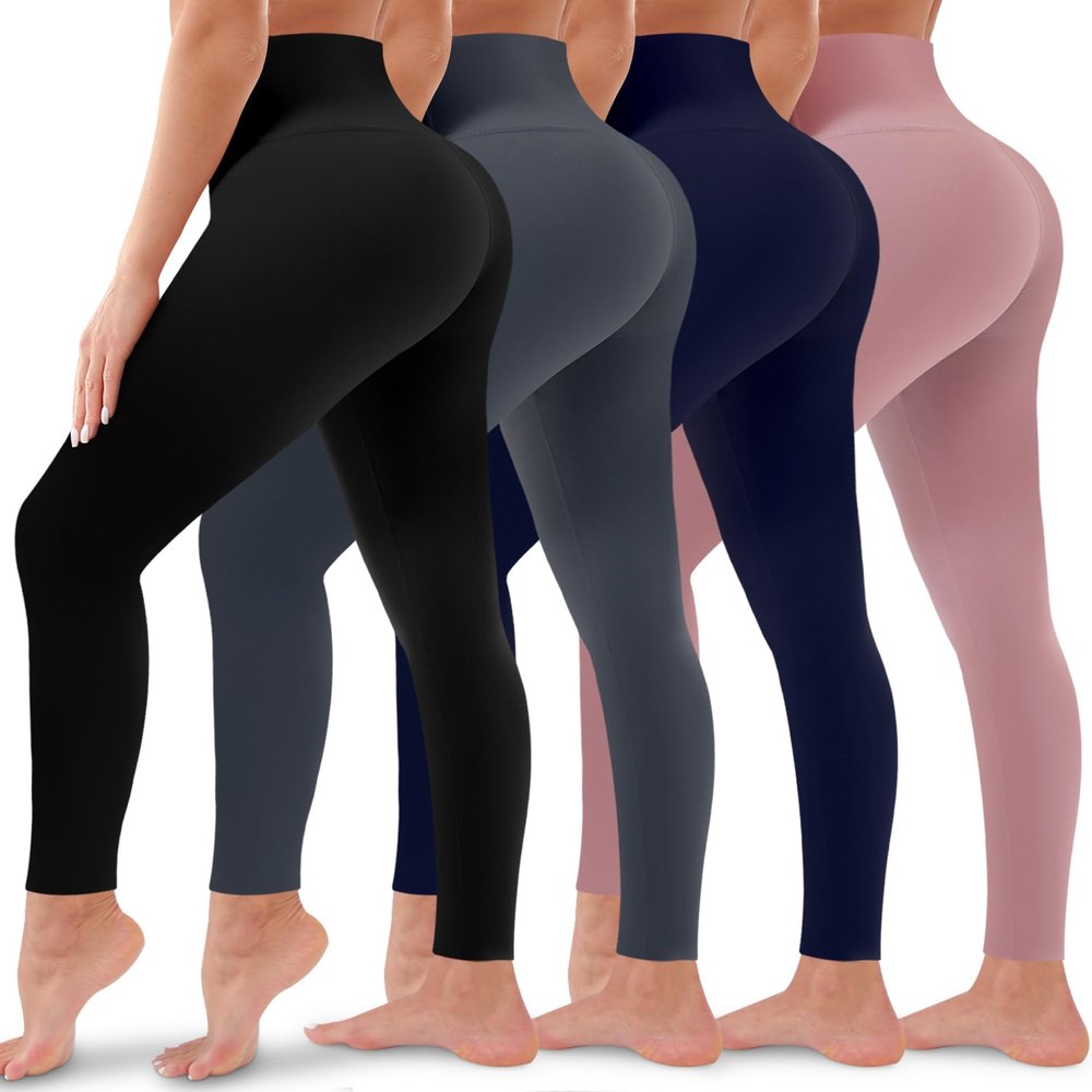 4 Pack Leggings for Women Butt Lift High Waisted Tummy Control No See-Through Yoga Pants Workout Running Leggings 01-assort13