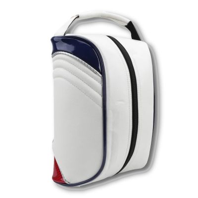 Golf Shoe Bag for Men & Women, PU Leather Travel Shoes Carrier Bag, Dustproof and Lightweight Outdoor Golf Accessories Storage for Sport Shoes, Socks, Tees & Balls(White)
