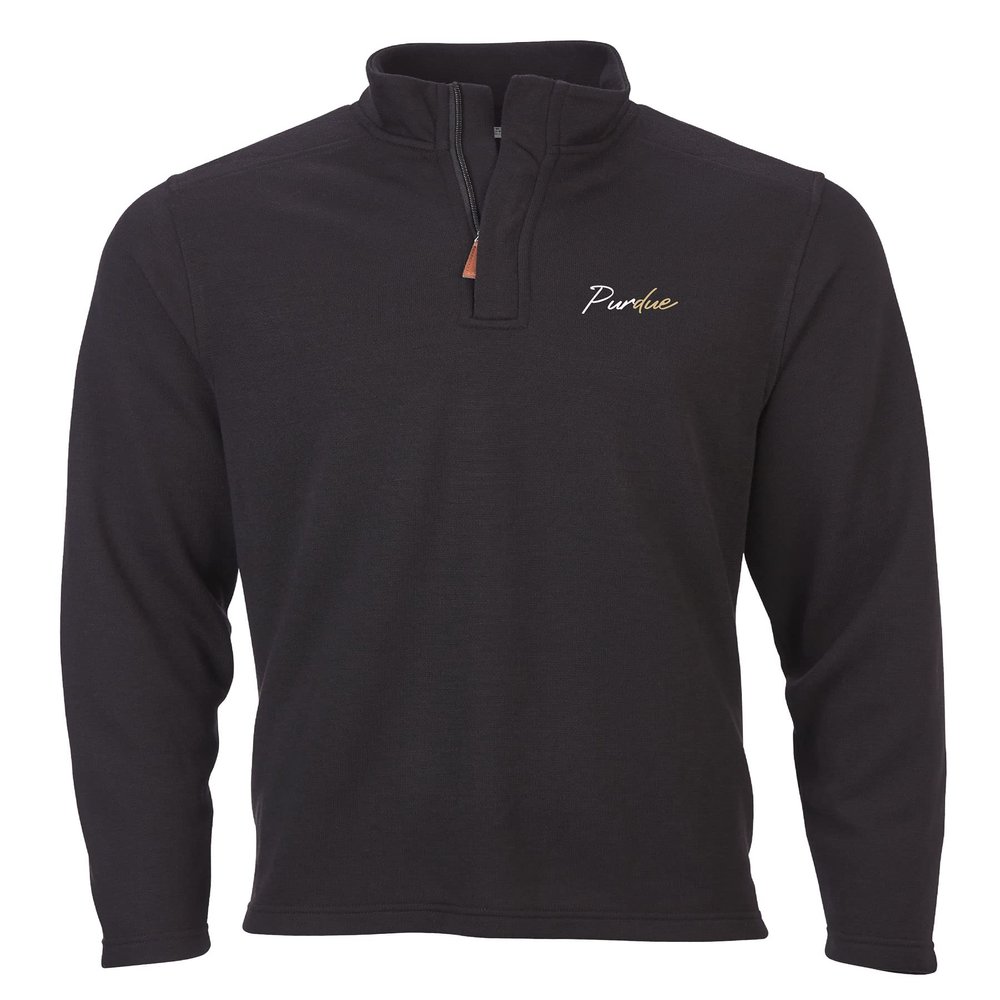 boxercraft Men's Purdue University Boilermakers Sullivan Quarter-Zip Pullover, Black, L