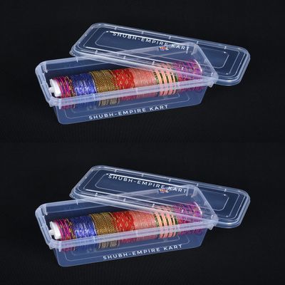 Shubh Empire Kart One Rod Bangle Box For Women,Boxes For Storage Plastic Big Size,Jewellery Box For Travelling,Bride,Poratble Chudi Organizer For Travel,Transparent Organiser-Pack of 2 (Made In India)