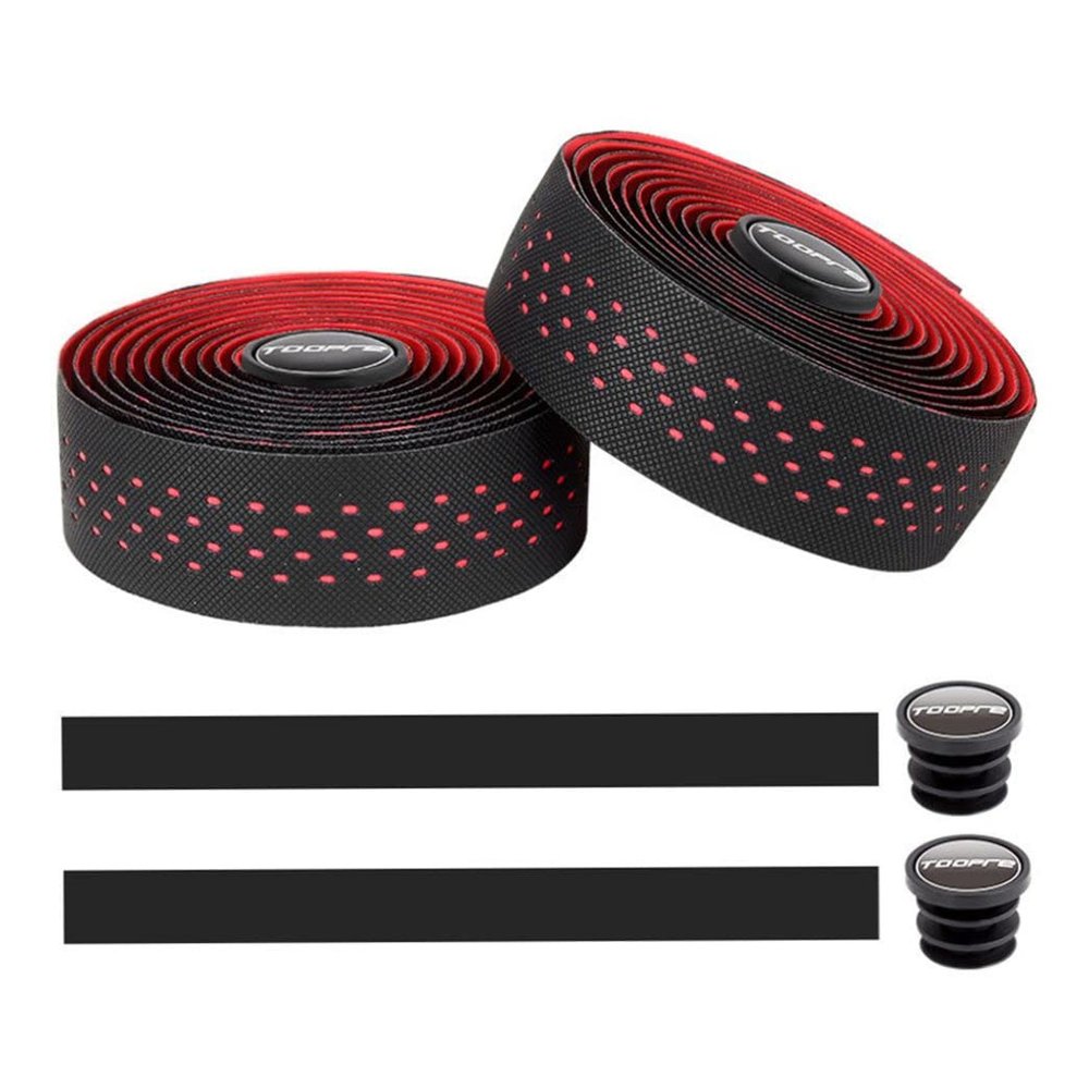 Bike Handlebar Tape, 2Pack Bicycle Handle Bar Tapes, Adhesive Road Cycling Bicycle Handle Bar, Wrap Wraps Belts Watertight Shock Absorption for MTB Riding Damping Accessories (Red)