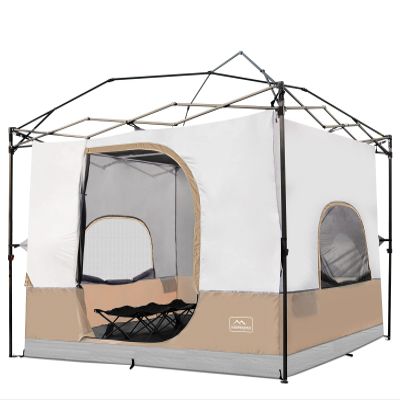 KAMPKEEPER Camping Inner Tent for Pop Up Canopy, Converts 10'x10' Straight Leg Canopy into Camping TentFully Vented Roof(Top & Frame NOT Included), Khaki