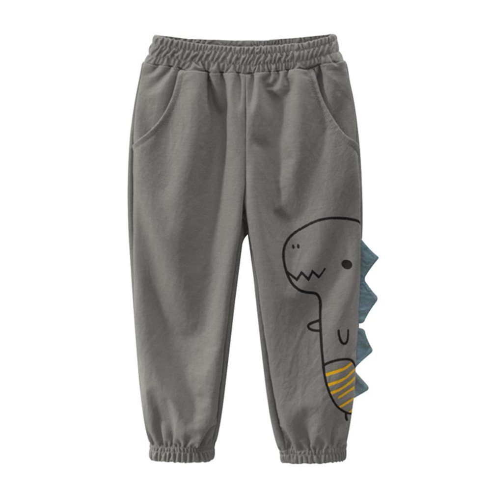 Baby Boys Cotton Pull On Sweat Pants Dinosaur Elastic Basic Long Pants Joggers Toddler Kids Youth (Grey, 6-7 Years)