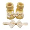 Children Kids Socks Soft Bottom Toddler Shoes Socks Bowkot Princess Socks Floor Baby Girl Socks 0-24 (Yellow, 0 Months) view 1