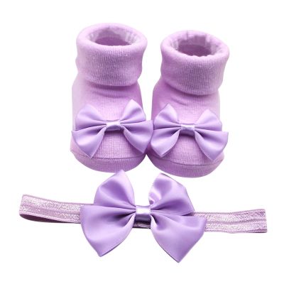 Children Kids Socks Soft Bottom Toddler Shoes Socks Bowkot Princess Socks Floor Baby Girl Socks 0-24 (Purple, 0 Months)