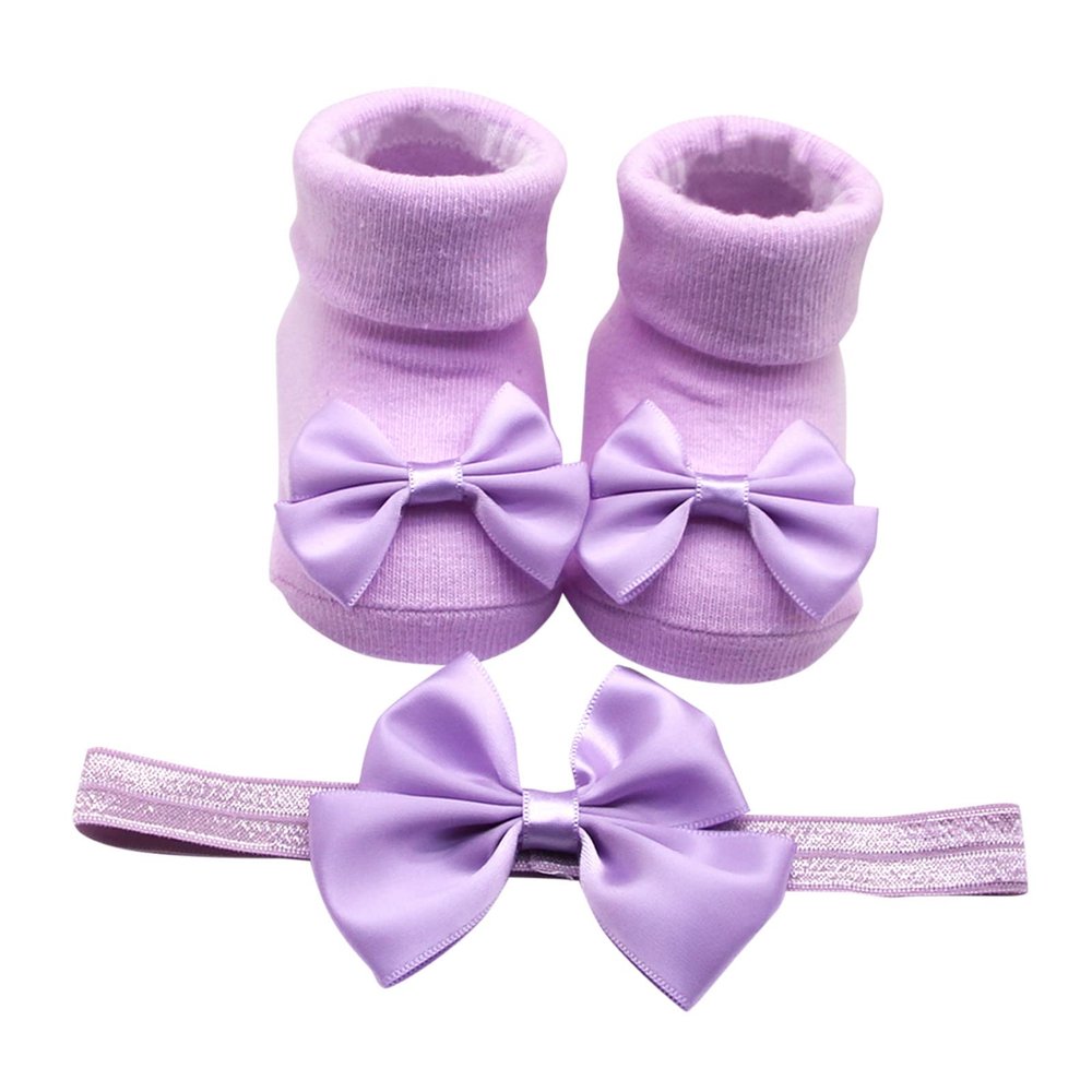 Children Kids Socks Soft Bottom Toddler Shoes Socks Bowkot Princess Socks Floor Baby Girl Socks 0-24 (Purple, 6 Months)