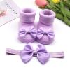 Children Kids Socks Soft Bottom Toddler Shoes Socks Bowkot Princess Socks Floor Baby Girl Socks 0-24 (Purple, 6 Months) view 2