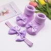 Children Kids Socks Soft Bottom Toddler Shoes Socks Bowkot Princess Socks Floor Baby Girl Socks 0-24 (Purple, 6 Months) view 4