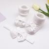 Children Kids Socks Soft Bottom Toddler Shoes Socks Bowkot Princess Socks Floor Baby Girl Socks 0-24 (White, 0 Months) view 3