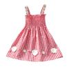 Toddler Kids Baby Girls Sleeveless Flower Strap Dress Plaid Ruffle Princess Beach Girls Black Dress (Red, 4-5 Years) view 1