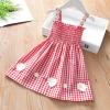 Toddler Kids Baby Girls Sleeveless Flower Strap Dress Plaid Ruffle Princess Beach Girls Black Dress (Red, 4-5 Years) view 2