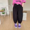 Toddler Kids Baby Girls Boys Cotton Pull On Solid Elastic Basic Harem Long Pants Bloomers Track Pants (Black, 5-6 Years) view 2