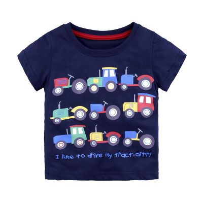 Toddler Kids Girls Boys Car Cartoon 3D Prints Loose Tops Soft Short Sleeve T Long Sleeve Shirt (Dark Blue, 4-5 Years)