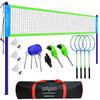 Badminton Set for Backyard, Portable Badminton Net with Tension Adjuster, Badminton Racket Set of 4, 3 Nylon Shuttlecocks, Boundary Line and Carry Bag for Backyard Beach Family Games view 1