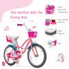 BABY JOY Kids Bike, 18 Inch Kids Bicycle w/Training Wheels, Adjustable Seat Handlebar Height, Storage Basket, Doll Seat, Handbrakes & Coaster Brake, Pre-Assembled Cycle for 3-5 Years Old Girls view 2