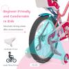 BABY JOY Kids Bike, 18 Inch Kids Bicycle w/Training Wheels, Adjustable Seat Handlebar Height, Storage Basket, Doll Seat, Handbrakes & Coaster Brake, Pre-Assembled Cycle for 3-5 Years Old Girls view 3