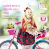 BABY JOY Kids Bike, 18 Inch Kids Bicycle w/Training Wheels, Adjustable Seat Handlebar Height, Storage Basket, Doll Seat, Handbrakes & Coaster Brake, Pre-Assembled Cycle for 3-5 Years Old Girls view 4