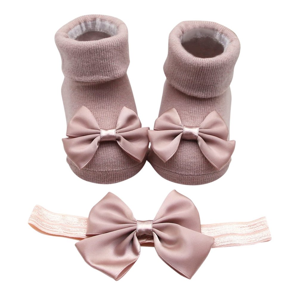Children Kids Socks Soft Bottom Toddler Shoes Socks Bowkot Princess Socks Floor Baby Girl Socks 0-24 (Bronze, 6 Months)