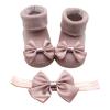 Children Kids Socks Soft Bottom Toddler Shoes Socks Bowkot Princess Socks Floor Baby Girl Socks 0-24 (Bronze, 6 Months) view 1