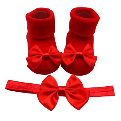 Children Kids Socks Soft Bottom Toddler Shoes Socks Bowkot Princess Socks Floor Baby Girl Socks 0-24 (Red, 6 Months)