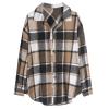 ZAFUL Women's Plaid Long Sleeve Shirt Button Down Wool Blend Thin Jacket Casual Blouse Tops with Pocket view 1
