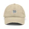 American Eskimo Dog hat, Embroidered Unisex Baseball hat, American Eskimo Dog mom dad hat, Distressed Dad Hat. Khaki view 1