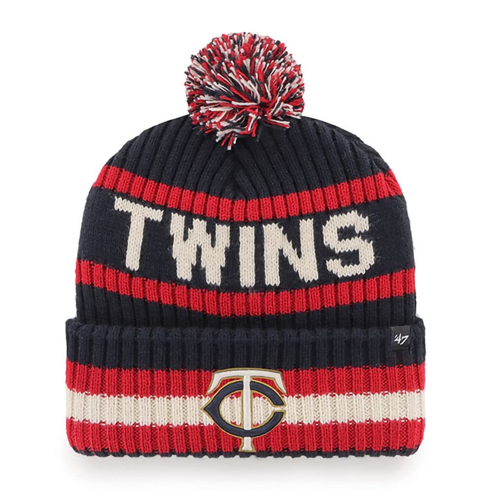 '47 MLB Unisex-Adult Primary Logo Bering Cuffed Knit Pom Beanie Hat (Minnesota Twins) Navy,One Size