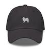 American Eskimo Dog hat, Embroidered Unisex Baseball hat, American Eskimo Dog mom dad hat, American Eskimo Gifts. Dark Grey view 1