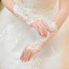 LeJulyeekay Women Floral Lace Gloves for Wedding Party Evening Fingerless Gloves (W1-ivory) view 4