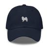 American Eskimo Dog hat, Embroidered Unisex Baseball hat, American Eskimo Dog mom dad hat, American Eskimo Gifts. Navy view 1