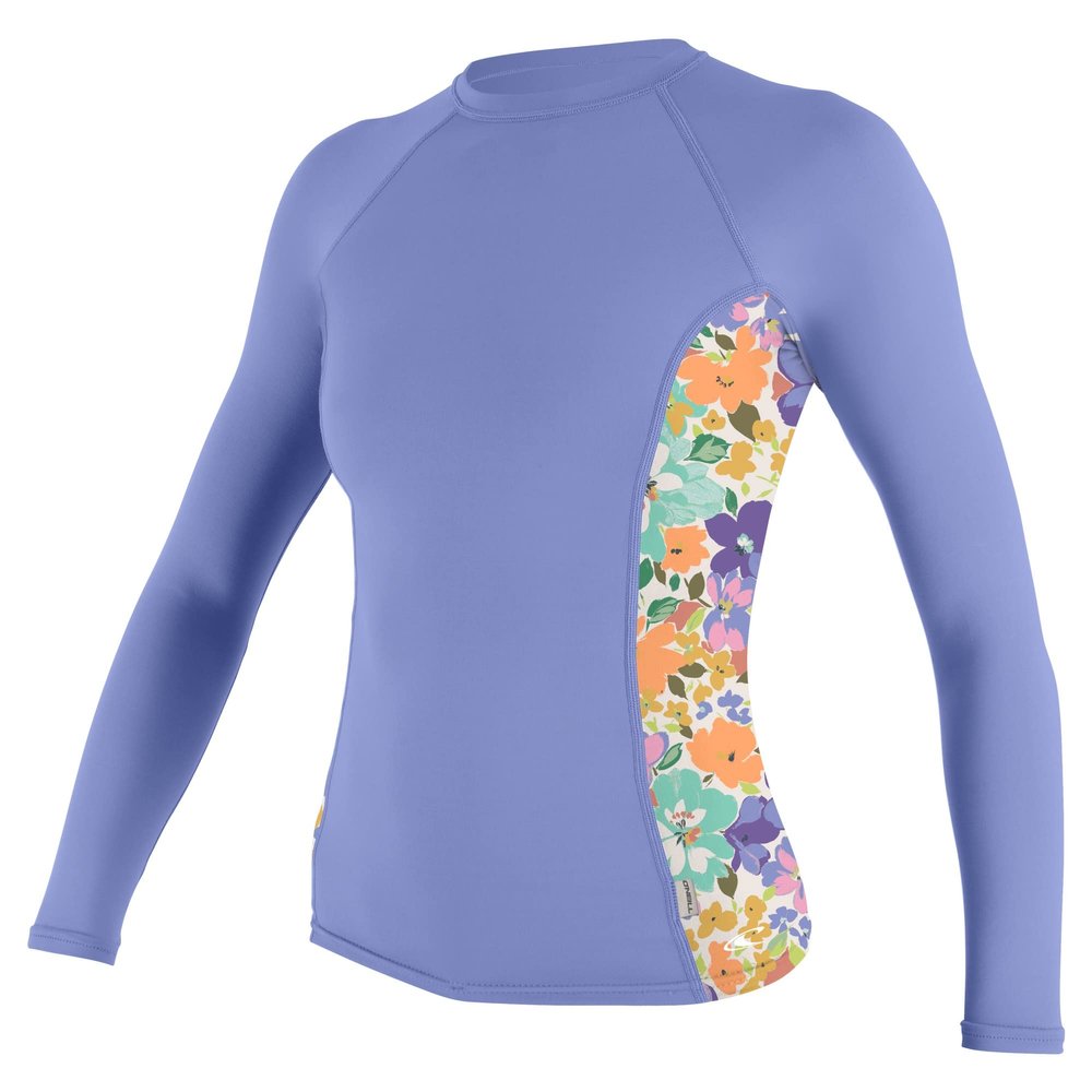 Women's Side Print Long Sleeve Rash Guard, Lily/Samiflor, Large
