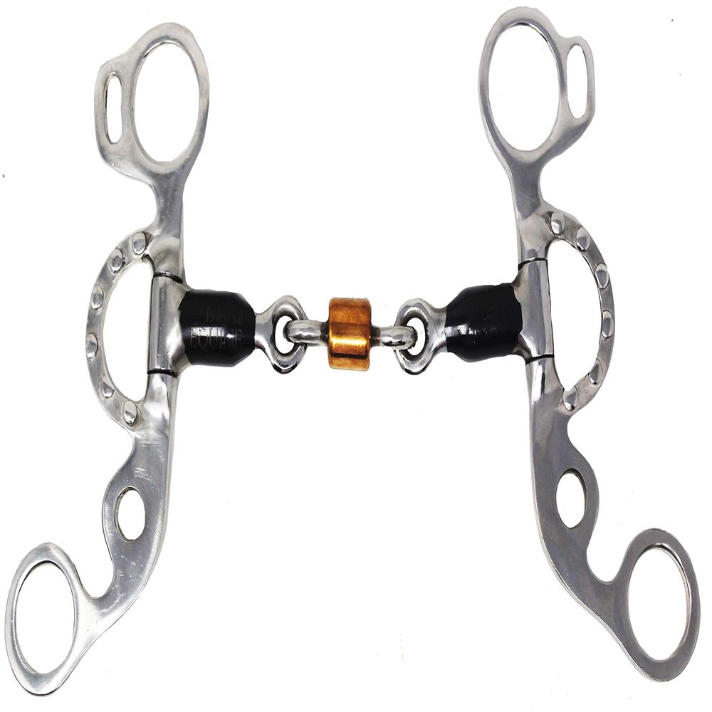 CHALLENGER 5" Short Shank Sweet Iron Dog Bone Snaffle w/Copper Roller Horse Bit 35667B