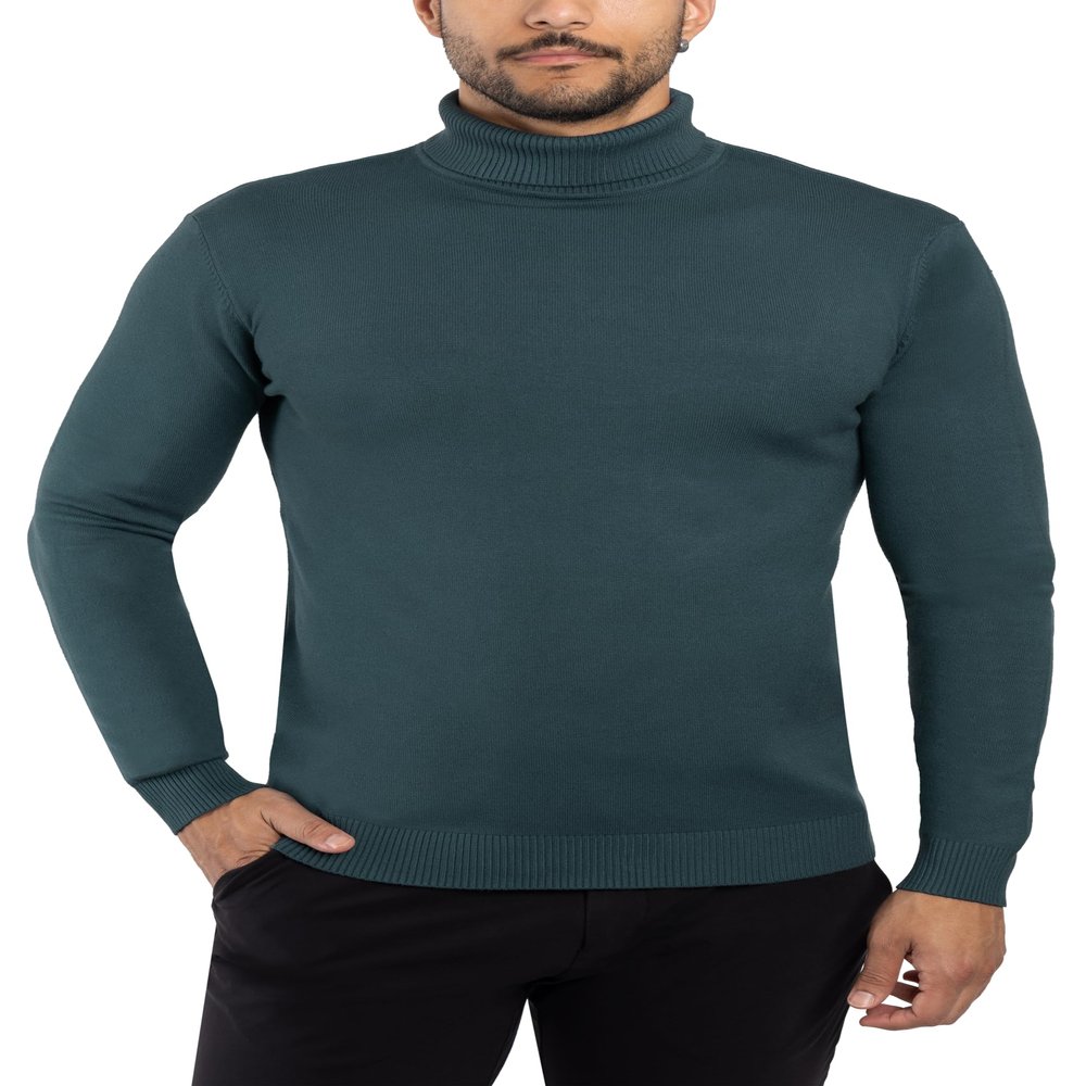 X RAY Mens Turtleneck, Soft Slim Fit Pullover Top, Basic Turtle Neck Sweater for Men, Teal, Small