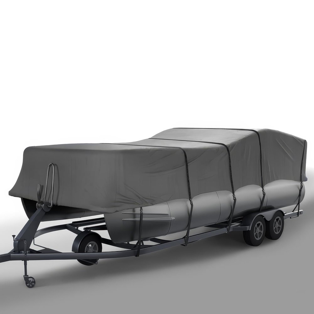 Seal Skin Covers Heavy-Duty Pontoon Boat Cover, Waterproof & UV Resistant, Fits 24 to 28ft L & Up to 102 W, Marine-Grade Protection with Secure Straps & Elastic Hem, All Weather Protection