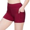 ALWAYS Women's 3" Yoga Shorts - Premium Soft Tummy Control Workout Stretch Solid Leggings Pants with Pockets Burgundy L view 1