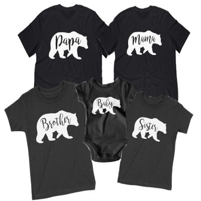 Southern Sisters Matching Sister Bear Tee Shirt Sis 5T Black