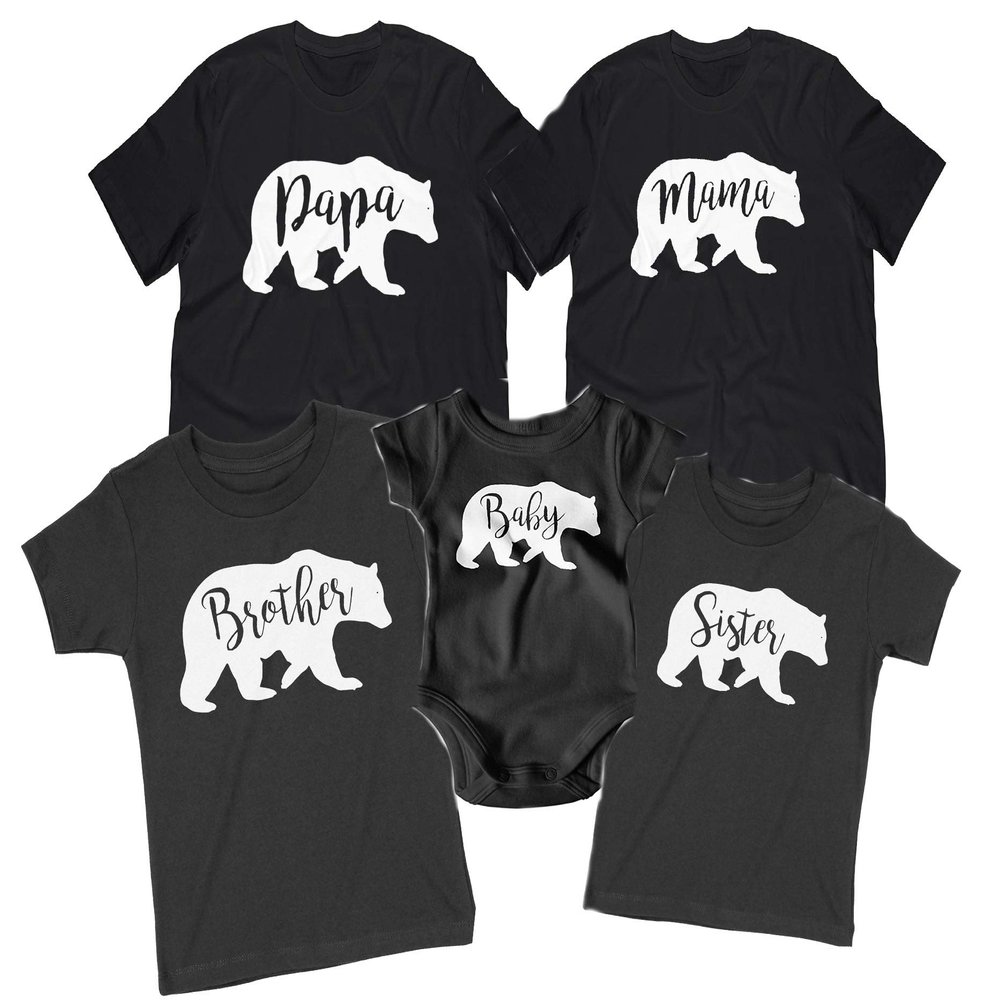 Southern Sisters Matching Sister Bear Tee Shirt Sis 5T Black