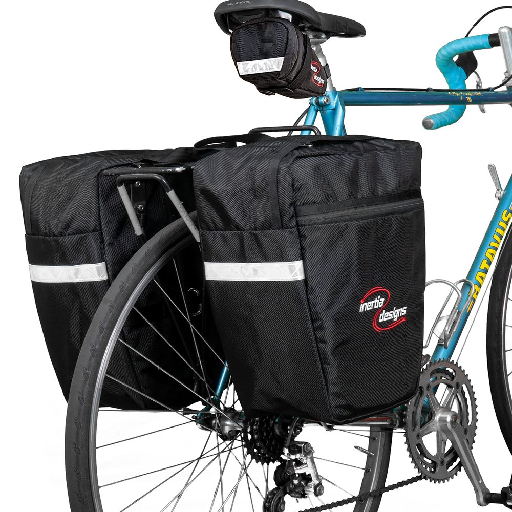 Inertia Designs Cross Town Economy Panniers with Featherlight Quick-Release Bracket Mounting - Cargo Wedge Combo