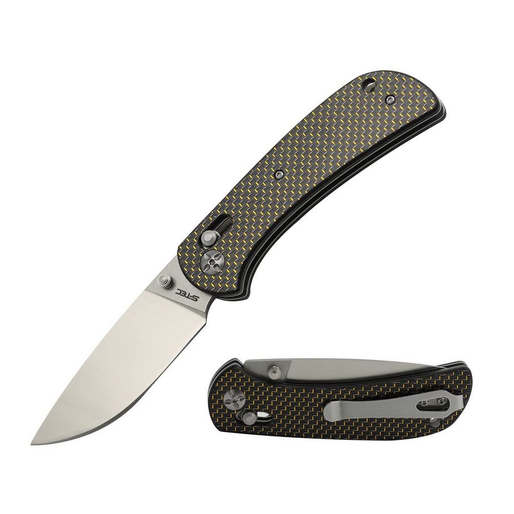 S-TEC Axel Lock EDC Folding Pocket Knife with Carbon Fiber Handle & D2 Steel Blade - Series 2 (TS022)
