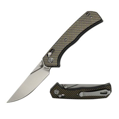 S-TEC Axel Lock EDC Folding Pocket Knife with Carbon Fiber Handle & D2 Steel Blade - Series 2 (TS023)