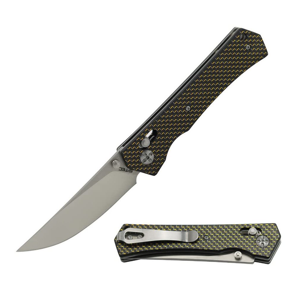 S-TEC Axel Lock EDC Folding Pocket Knife with Carbon Fiber Handle & D2 Steel Blade - Series 2 (TS024)