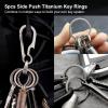 5PCS Titanium Key Rings Heavy Duty 0.98"/ 1.18" Side Pushing Keychain Rings Quick Release Easy Split Rings Bulk Keyrings for Car Key view 2