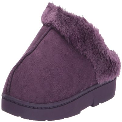 MUK LUKS Women's Polysuede Clog Slippers, Grape, Small