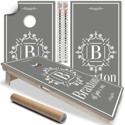 Cornhole Board Wraps and Decals Cornhole Wraps for Boards Set of 2 Corn Hole Decal, Skins Professional Vinyl Cornhole Decal for Boards Covers Sticker Cornhole Vinyl Wraps (Monogram Initial)