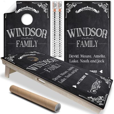 Cornhole Board Wraps & Decals Cornhole Wraps for Boards Set of 2 Corn Hole Decal, 20+ Designs Professional Vinyl Cornhole Decal for Boards Covers Sticker Cornhole Vinyl Wraps (Family Names)