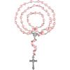 FLAFARY Rosary Set, First Communion for Girls and Boys, Rosary Beads Catholic for Men, Women and Kids Packed in Transparent Plastic Bag, Grandmother, Elders(Pink) view 1